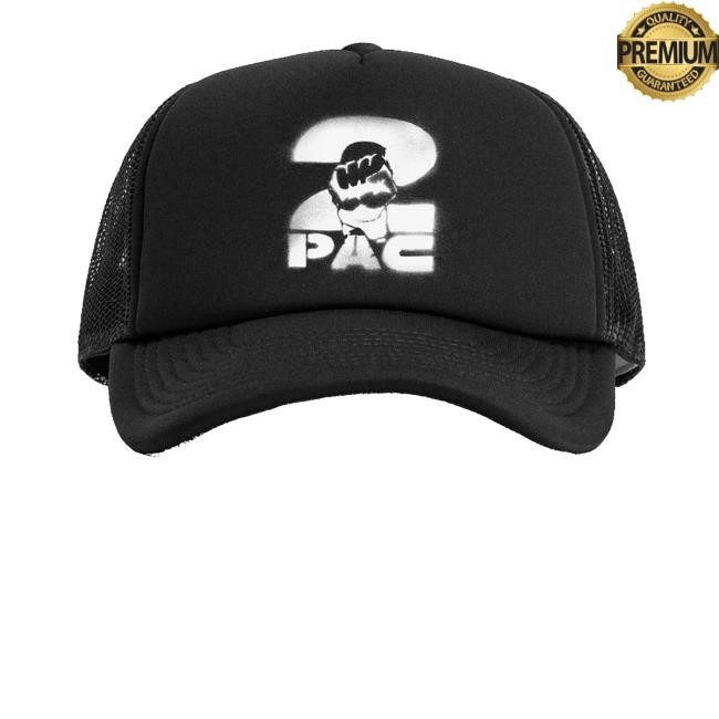 2Pac Shop Stencil 2Pac Logo Black Trucker Hat