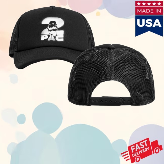 2Pac Merch Store Stencil 2Pac Logo Black Hats